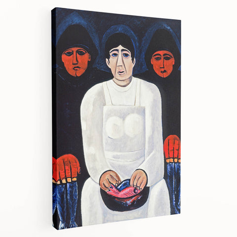 Modern Wall Art: Bold Contemporary Portrait with Red and Blue Tones