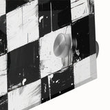 Rolled Canvas Bedroom Art – Black & White Checkered Wall Print