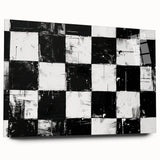 Rolled Canvas Bedroom Art – Black & White Checkered Wall Print