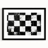 Rolled Canvas Bedroom Art – Black & White Checkered Wall Print