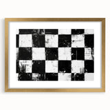 Rolled Canvas Bedroom Art – Black & White Checkered Wall Print