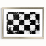 Rolled Canvas Bedroom Art – Black & White Checkered Wall Print