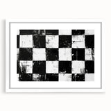 Rolled Canvas Bedroom Art – Black & White Checkered Wall Print