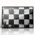 Rolled Canvas Bedroom Art – Black & White Checkered Wall Print