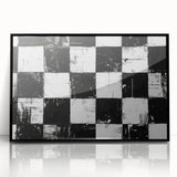 Rolled Canvas Bedroom Art – Black & White Checkered Wall Print