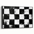 Rolled Canvas Bedroom Art – Black & White Checkered Wall Print