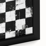 Rolled Canvas Bedroom Art – Black & White Checkered Wall Print
