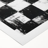 Rolled Canvas Bedroom Art – Black & White Checkered Wall Print