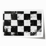 Rolled Canvas Bedroom Art – Black & White Checkered Wall Print