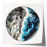 Abstract geometric photo print mockup set showcasing glossy surfaces with vibrant colors, ideal for modern home decor. Features bold shapes and intricate designs, perfect for art enthusiasts and interior designers seeking stylish display options.