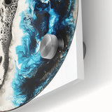 Close-up of an abstract geometric acrylic glass design featuring vibrant colors and intricate patterns, ideal for modern art decor and interior design inspiration.