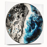 Abstract geometric acrylic wall art featuring vibrant colors and sharp angles, designed for modern decor. The side view highlights its sleek finish and unique shape, perfect for enhancing contemporary interiors.