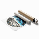 Abstract geometric rolled print showcasing vibrant colors and intricate patterns, designed for modern decor enthusiasts. Perfect for enhancing interior spaces.