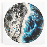 Abstract geometric stretched canvas artwork showcasing vibrant colors and intricate patterns, ideal for modern home decor. Perfect for adding a contemporary touch to any room.