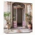 Acrylic print of a large abstract architectural design featuring a French door, ideal for dining room or bedroom wall decor.