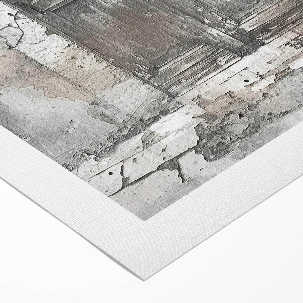 Art deco poster featuring a rustic Italian door, rendered in warm earth tones on rolled canvas.