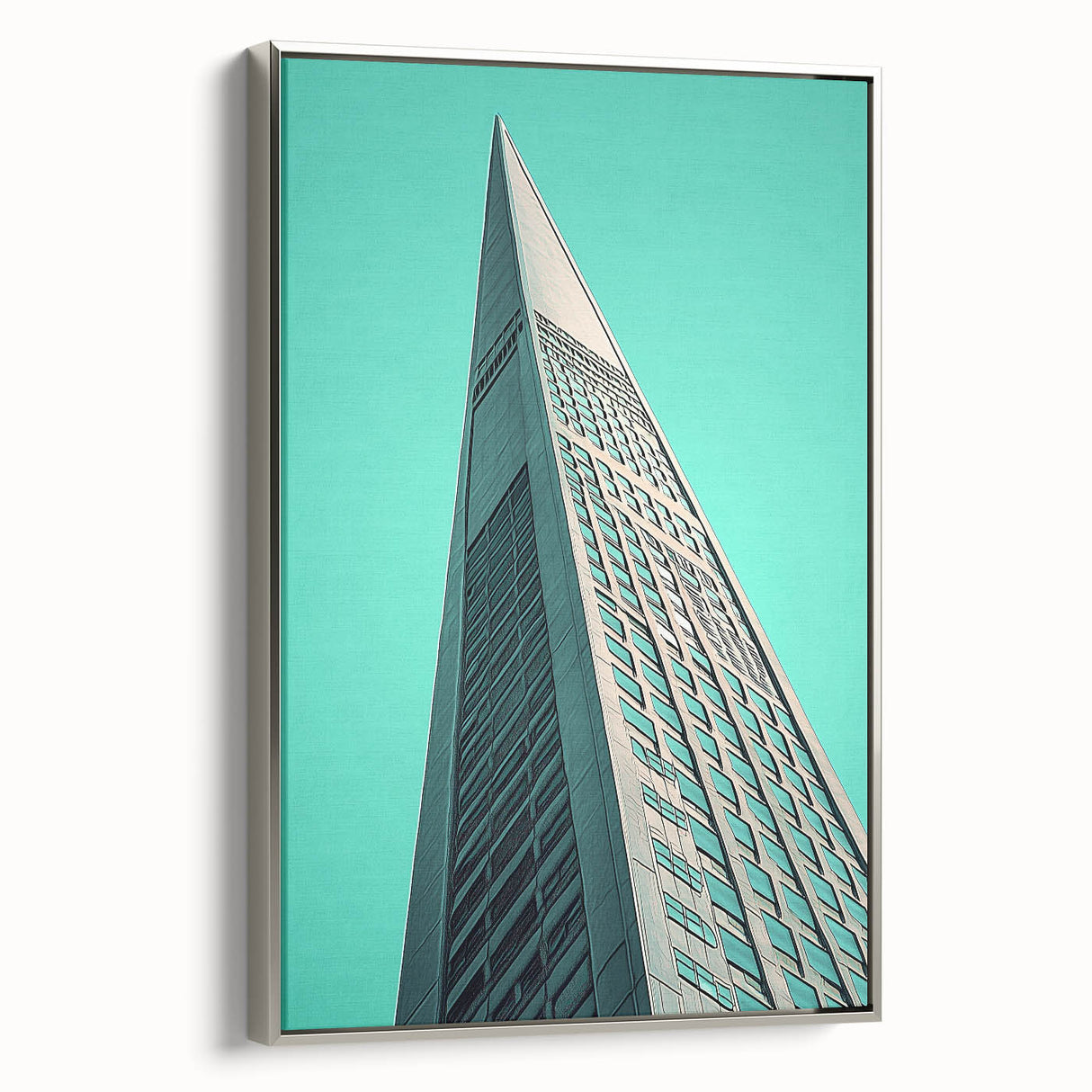 Framed canvas depicting a vintage black and colorful landscape art painting, ideal for office decor.