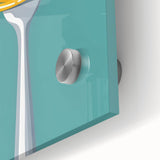 Large abstract wall art on acrylic, featuring swirling blue and gray tones, ideal for dining room ambiance.