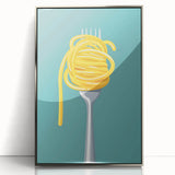 Mid-century modernist art featuring geometric shapes in muted pastels on a framed acrylic print.