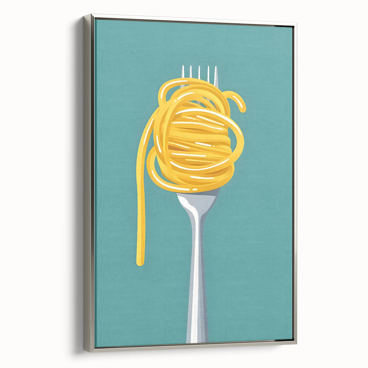 Framed canvas of a vintage poster featuring a colorful landscape painting with black borders, ideal for dining room decor.