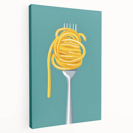 Large canvas print of colorful abstract dishes, ideal for kitchen wall art.
