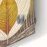 Close-up of vibrant floral and botanical wall art design on acrylic glass, showcasing intricate details of colorful flowers and lush green leaves, perfect for home decor.