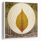 Framed canvas wall art featuring a vibrant floral design with intricate leaves, showcasing a modern aesthetic in a stylish white frame, ideal for home decor.