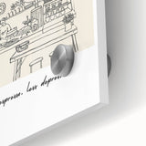 Large abstract wall art in mid-century modernist style on acrylic glass, featuring muted earth tones.