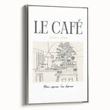 Landscape art painting of colorful countryside on a framed canvas, with a vintage poster style, ideal for dining room decor.