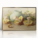 Large art print of assorted fruits in vibrant colors on a gold framed acrylic, ideal for modern kitchen wall decor.