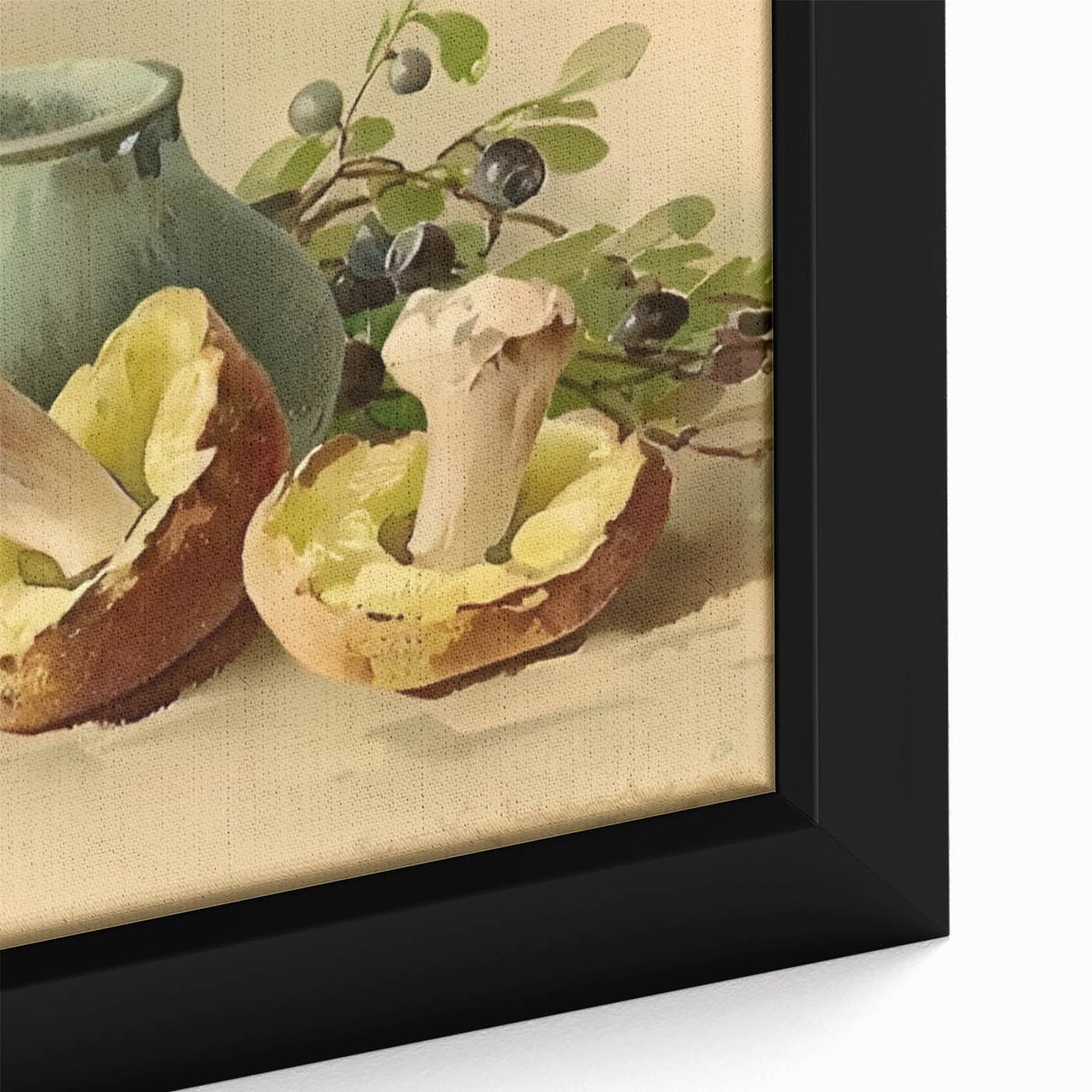 Extra large black wall art on canvas featuring a close-up of colorful, textured fruits, ideal for living room decor.