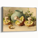 Landscape art painting of colorful fruits on a black background, framed canvas, ideal for kitchen wall art.