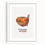 Abstract art print featuring swirling maroon and beige patterns, framed with a white mat, ideal for dining room decor.