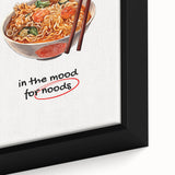 Extra large black wall art featuring colorful, textured food motifs on a framed canvas, ideal for living room decor.