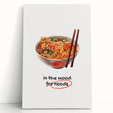 Black and white stretched canvas featuring an inspirational quote about food, ideal for kitchen wall art.