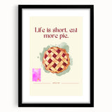 Extra large abstract art print featuring colorful pastries in a black framed mat, ideal for living room decor.