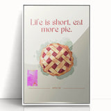Acrylic print of assorted pastries in art deco style with a white frame, suitable for modern kitchen decor.