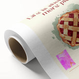 Art deco poster featuring assorted pastries in soft pastel colors on a rolled canvas.