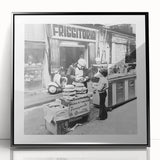 Large abstract wall art featuring mid-century modernist design in black and white tones on acrylic framed print.