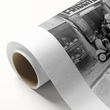 Art deco poster featuring a stylized family meal scene in muted earth tones on rolled canvas.