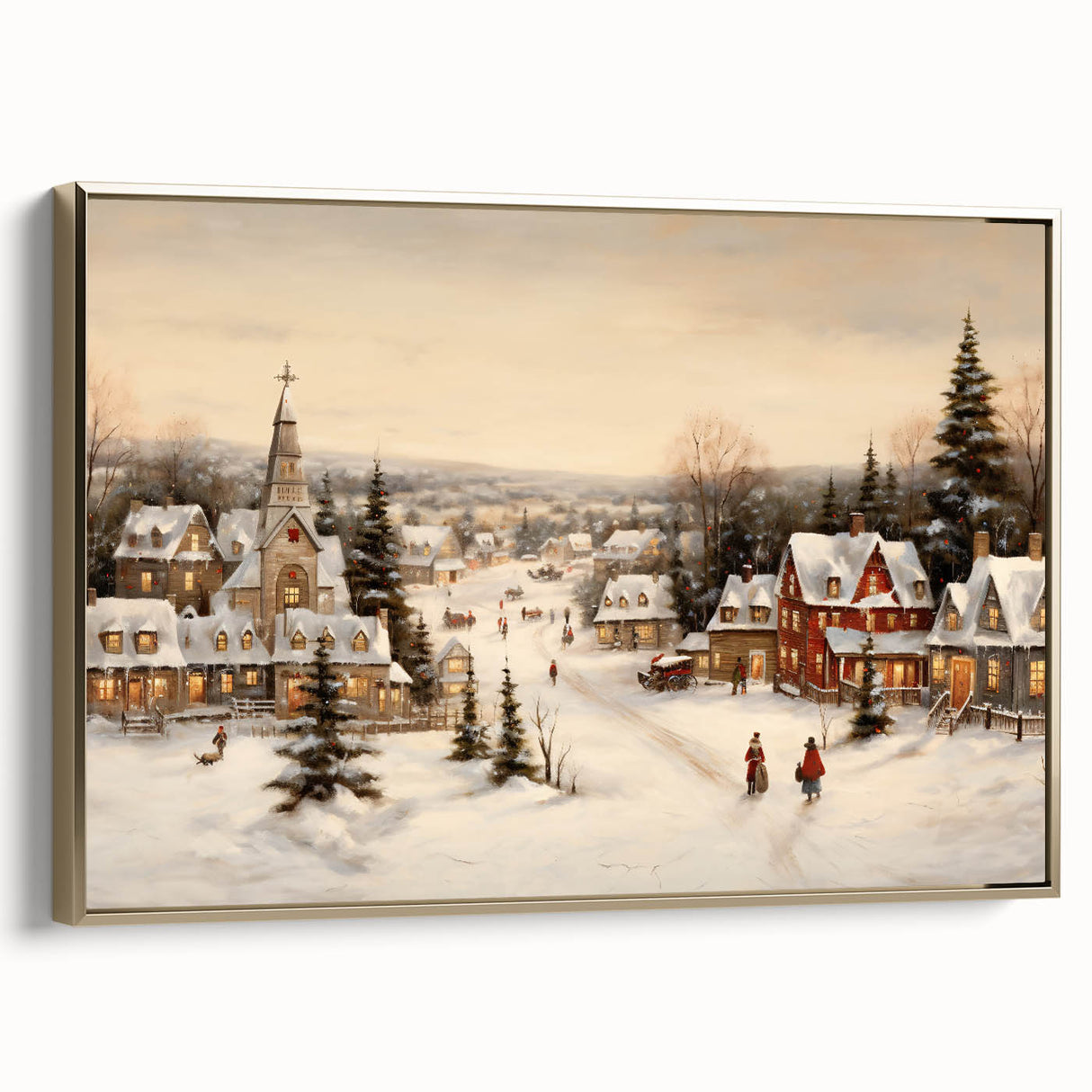 Snowy Christmas Village – Nostalgic Christmas Art Prints