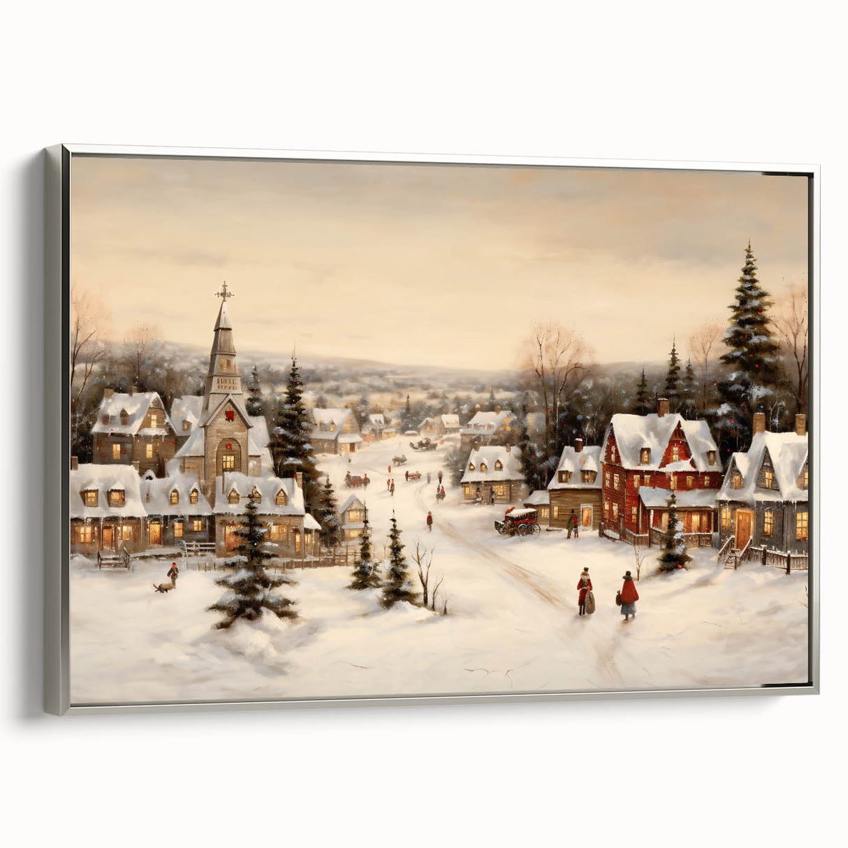 Snowy Christmas Village – Nostalgic Christmas Art Prints