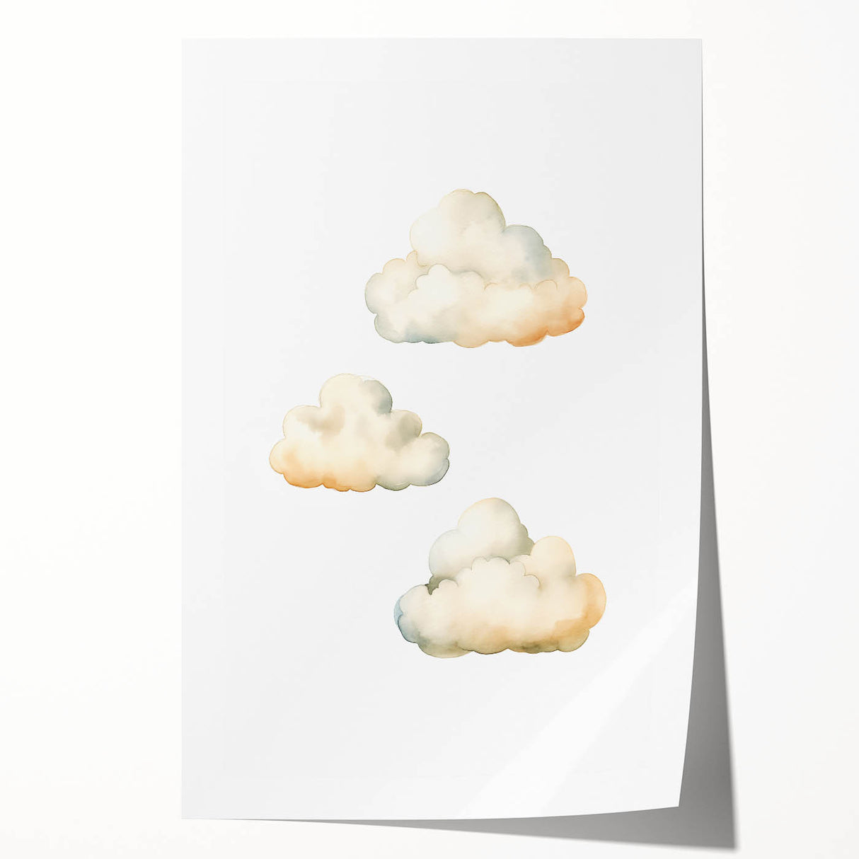 Dreamy Watercolor Clouds Nursery Wall Art - Baby Room Decor