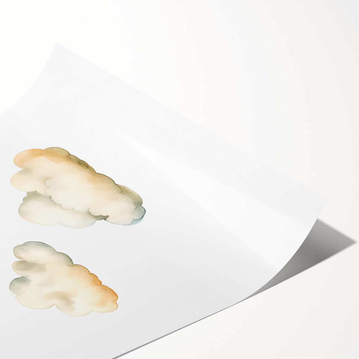 Dreamy Watercolor Clouds Nursery Wall Art - Baby Room Decor