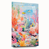 Acrylic Glass Art for Kids - Vibrant Coral Reef Nursery Print