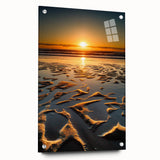 Acrylic glass artwork showcasing a vibrant landscape design, viewed from the side with visible mounting pins, perfect for modern home decor.