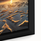 Framed landscape canvas art showcasing a vibrant sunset over a serene lake, with rich colors of orange, pink, and blue, enhancing interior decor aesthetics.