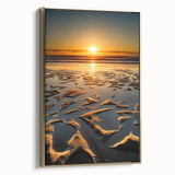 Framed canvas art showcasing a modern landscape design with a gold frame, highlighting vibrant colors and intricate details, perfect for home decor accents.