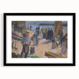 Modern Coastal Scene - Abstract Impressionist Art Print of Seaside Life