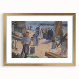 Modern Coastal Scene - Abstract Impressionist Art Print of Seaside Life